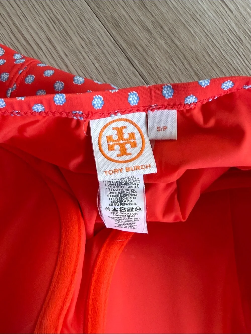Tory Burch Underwire One-Piece Swimsuit Sz Small Orange Blue Dotted Strapless